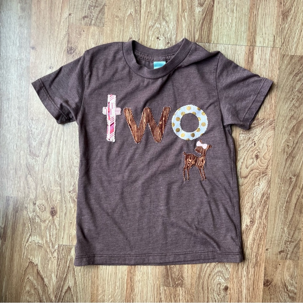 Second Birthday Shirt Size 3T Two Woodland Deer